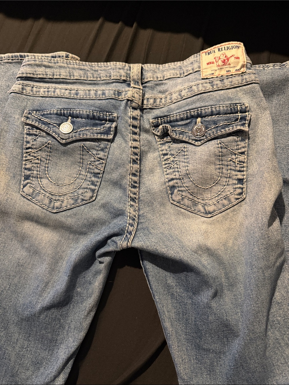 True Religion Light Blue Skinny Jeans with Signature Back Pockets